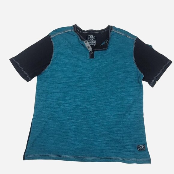 Distortion Blue and Black Henley Shirt Size XL - Picture 1 of 4